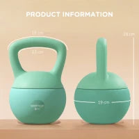 Kettlebell 8 kg con impugnatura antiscivolo per fitness, 19x19x28 cm, Verde
