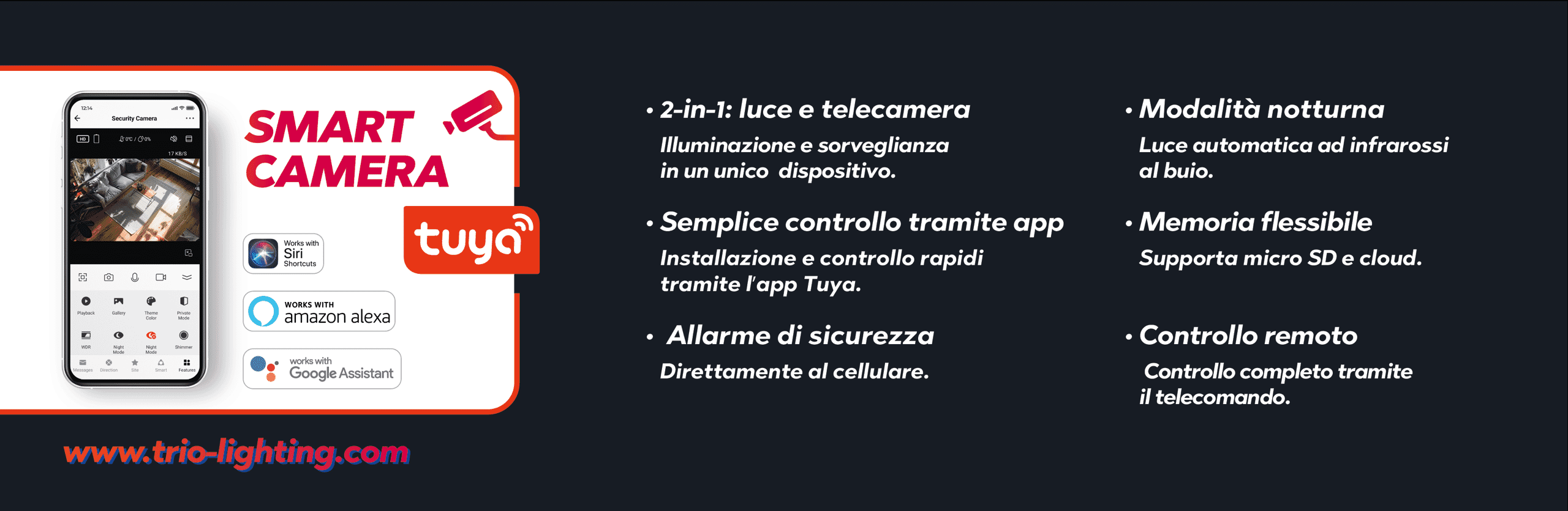 Plafoniera LED con videocamera integrata, plastica, bianco, D40 cm, Vedera