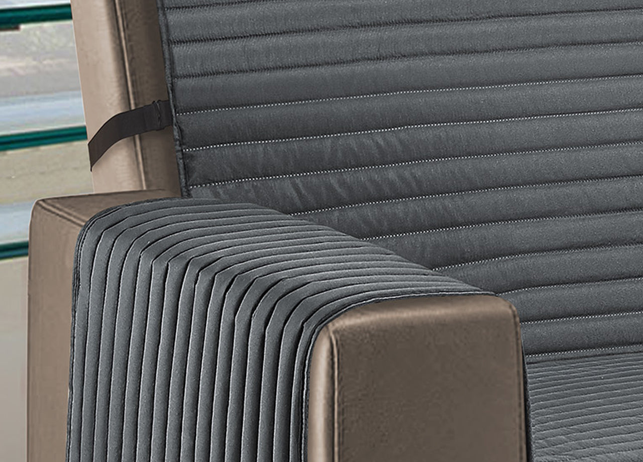 Copridivano/poltrona Imbottito Trapuntato Antimacchia Sofà Cover Impermeabile - 3 Posti - Grigio-Grigio