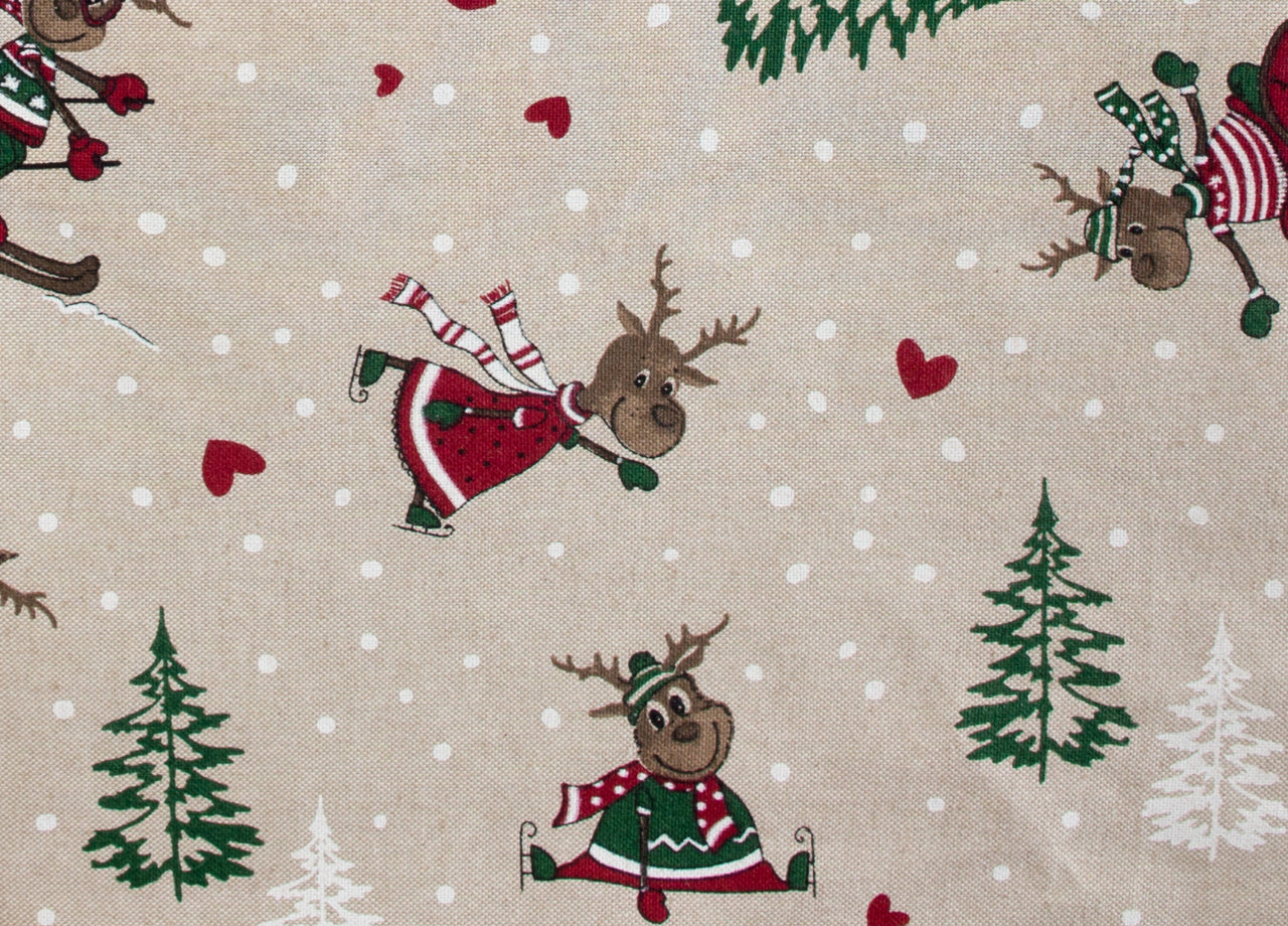 Tovaglia Natalizia Salotto/Cucina Tessuto Miros Made In Italy Disegno Renne Natale - 90x90 - Renne