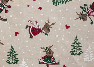 Tovaglia Natalizia Salotto/Cucina Tessuto Miros Made In Italy Disegno Renne Natale - 90x90 - Renne