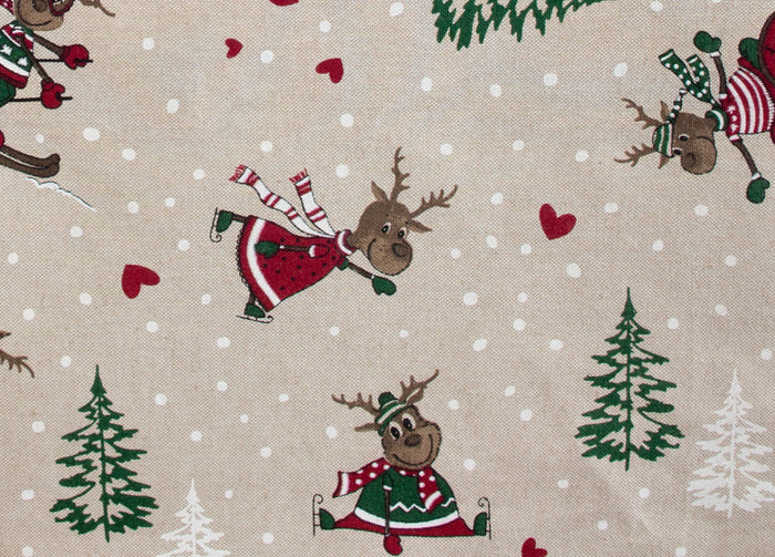 Tovaglia Natalizia Salotto/Cucina Tessuto Miros Made In Italy Disegno Renne Natale - 90x90 - Renne