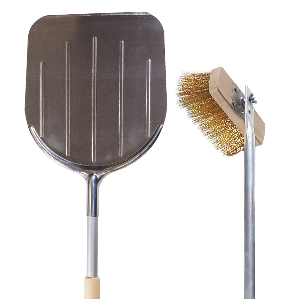 KIT PALE SET PALA PIZZA FORNO A LEGNA 2pz PALA QUADRATA + SPAZZOLA