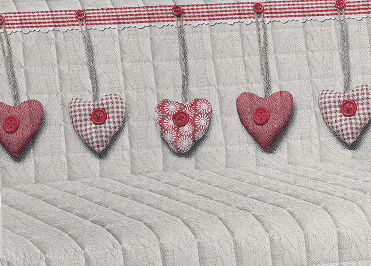 Copridivano Trapuntato Disegno Cuore Appeso - Poltrona - Rosso