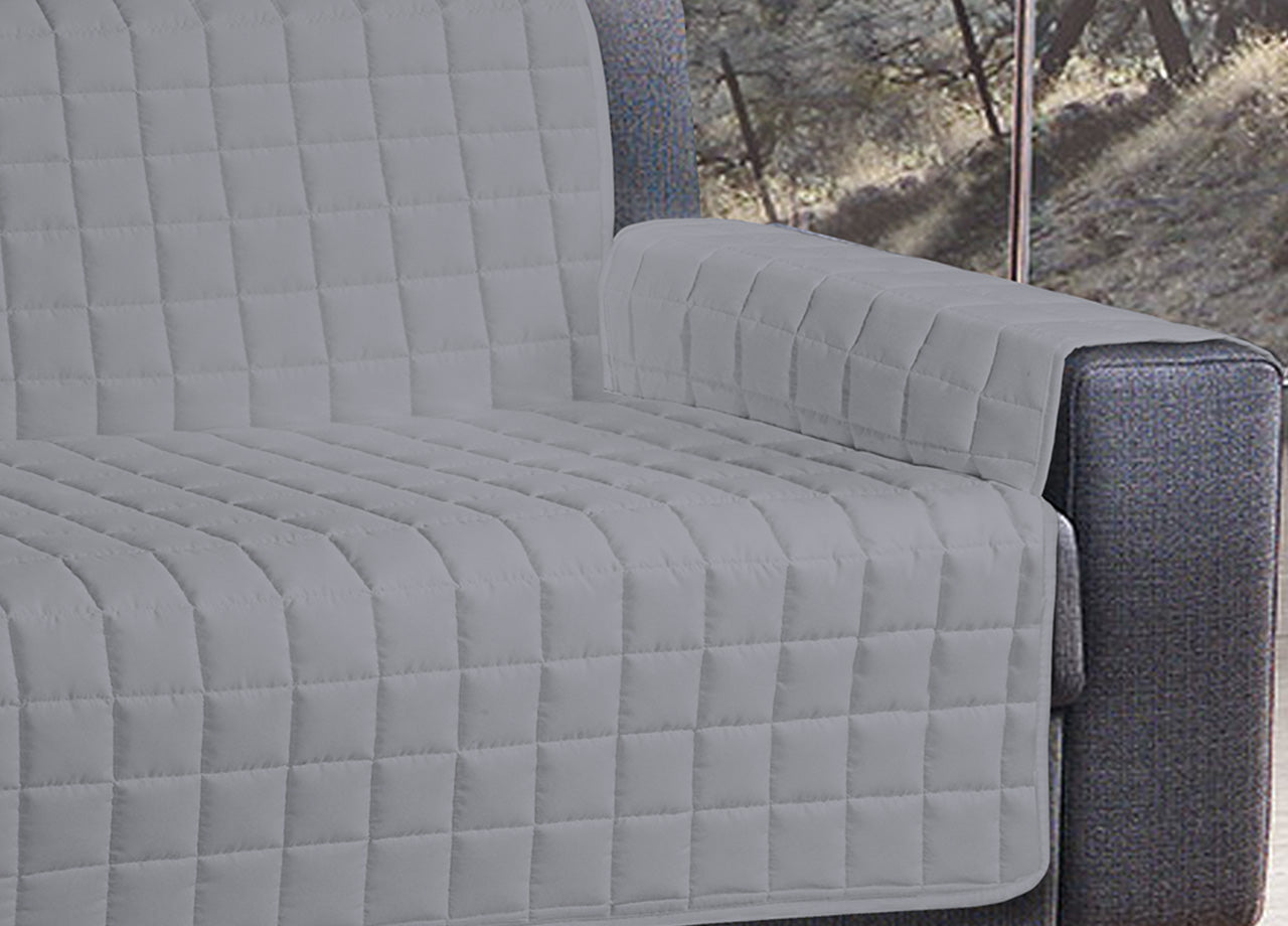 Copridivano Antimacchia Trapuntato in Tinta Unita - Poltrona - Grigio