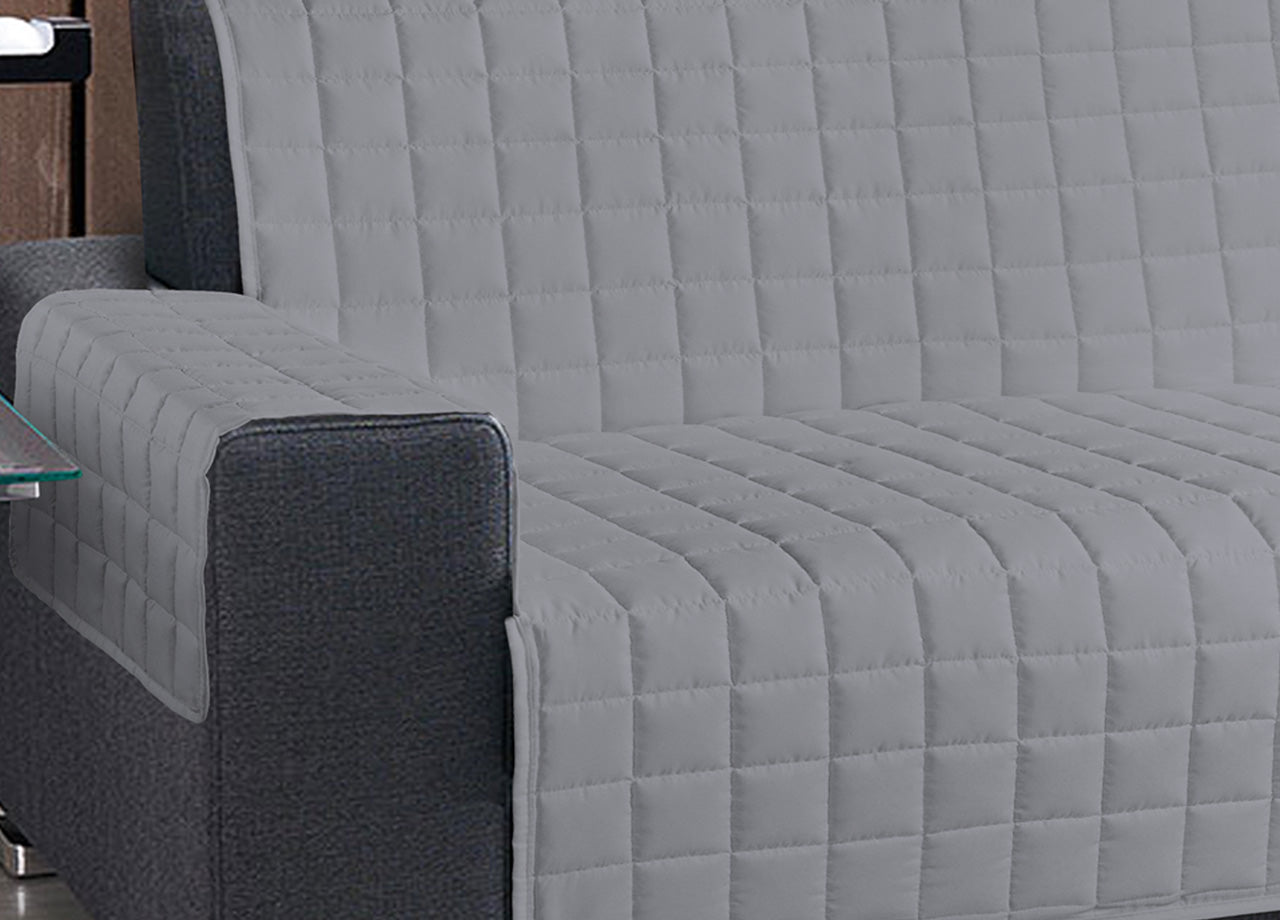 Copridivano Antimacchia Trapuntato in Tinta Unita - 2 Posti - Grigio