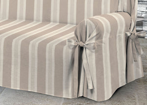 Copridivano Fodera Telo Protezione Divano Con Laccetti Fiocco Varie Fantasie - 2 Posti - Granc Beige