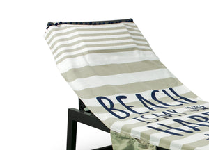 Telo Mare Lettino Spiaggia Piscina Con Cuscino E Tasche Happy Place Beige