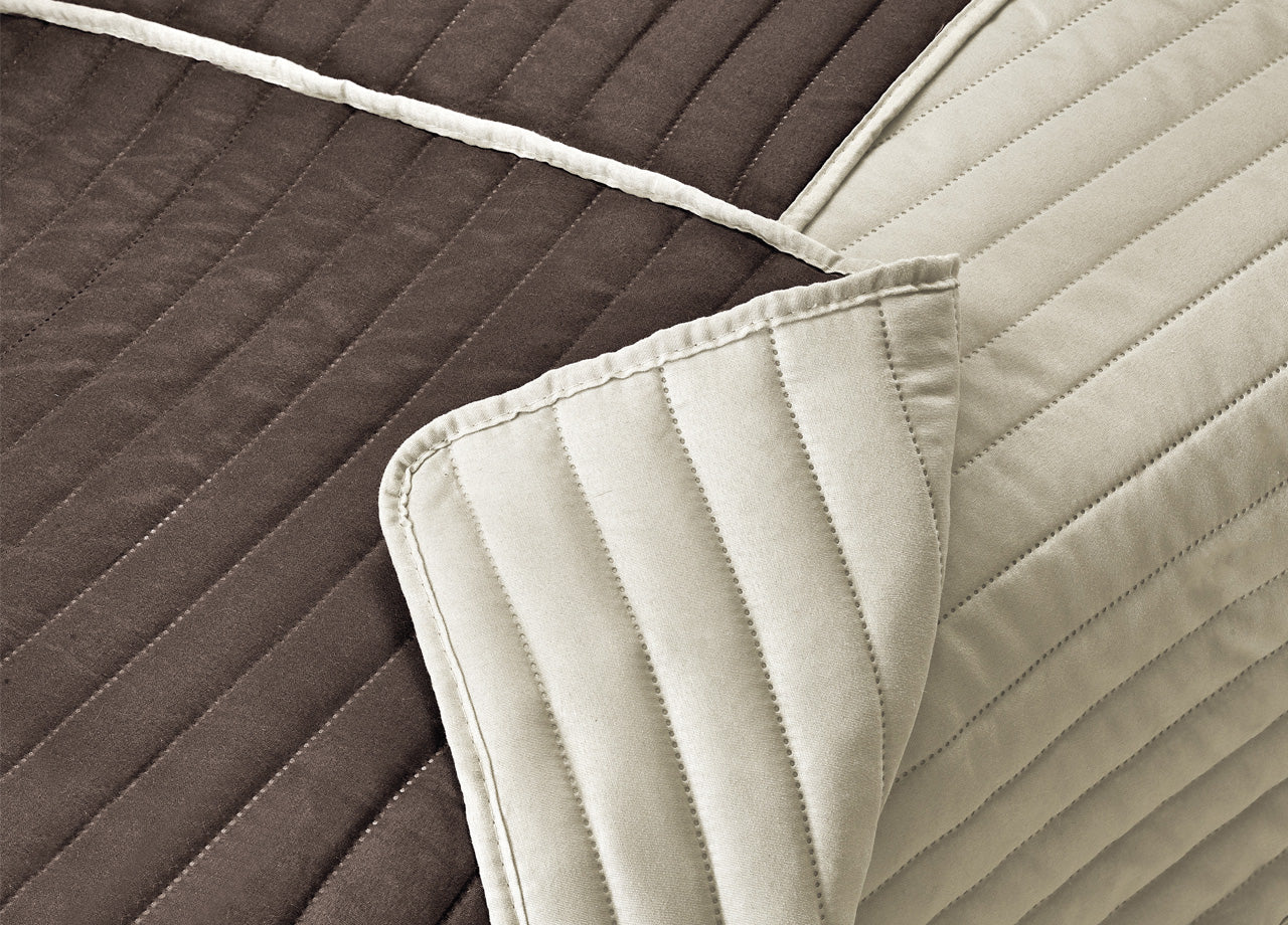 Copridivano/poltrona Imbottito Trapuntato Antimacchia Sofà Cover Impermeabile - 2 Posti - Marrone-Beige