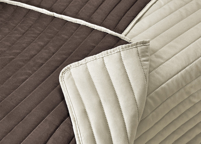 Copridivano/poltrona Imbottito Trapuntato Antimacchia Sofà Cover Impermeabile - 2 Posti - Marrone-Beige