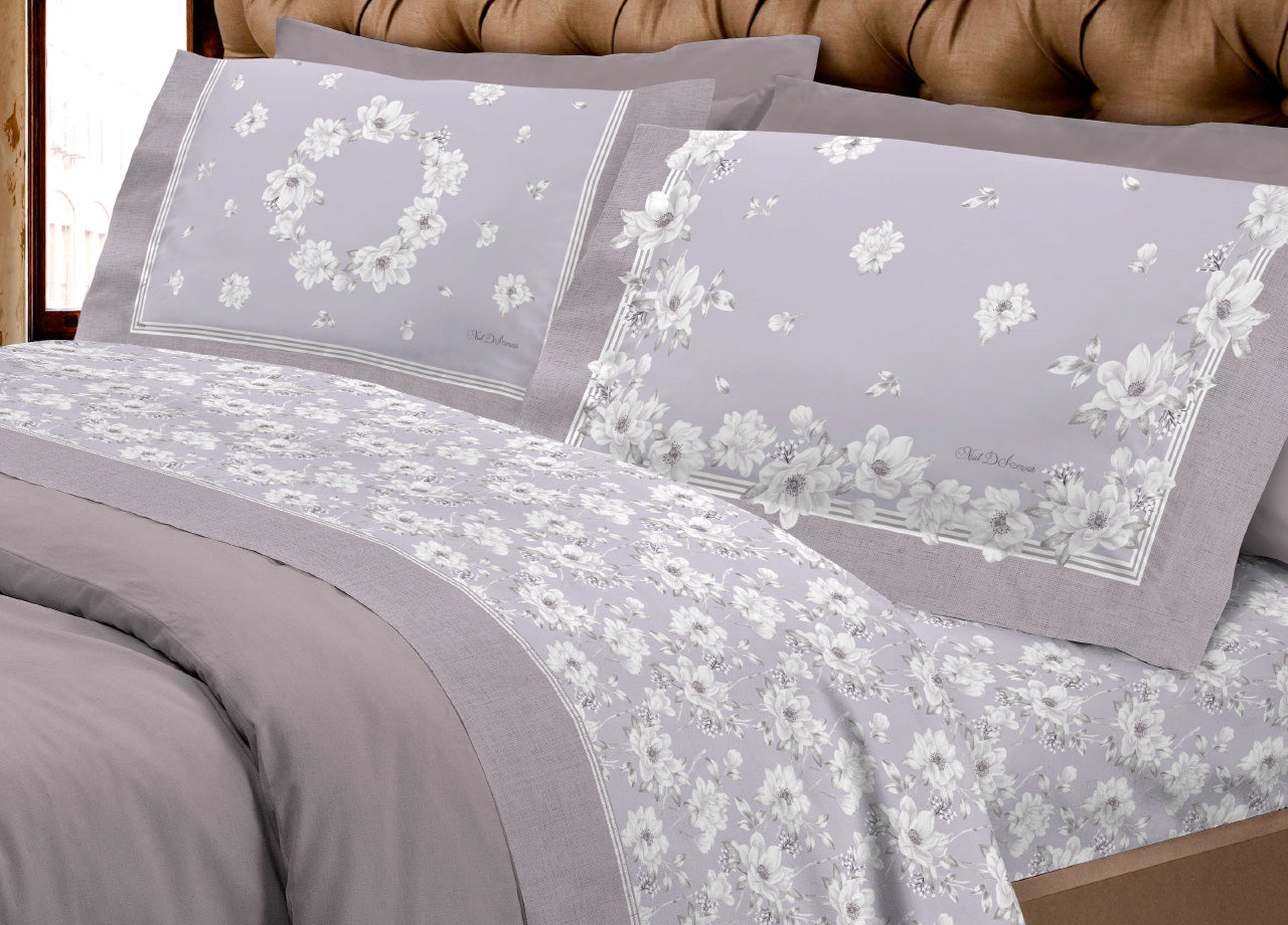 Completo Lenzuola In Morbida Flanella Linea Europa Disegno Marsiglia - Matrimoniale - Beige