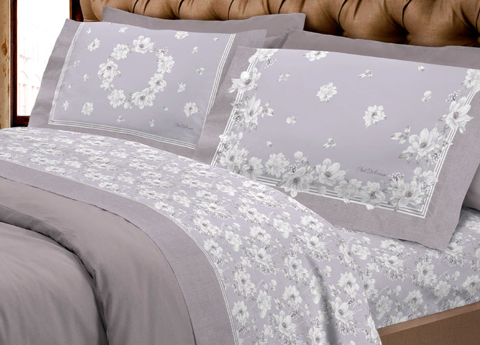 Completo Lenzuola In Morbida Flanella Linea Europa Disegno Marsiglia - Matrimoniale - Beige