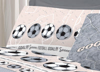 Completo Lenzuola Linea Pensieri Delicati 100% Cotone Disegno Calcio - Piazza E Mezza - Grigio