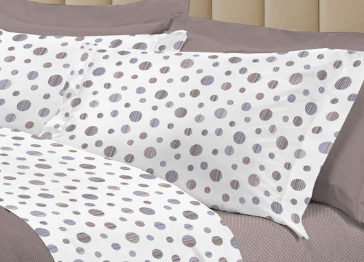 Completo Lenzuola Letto 100% Cotone Made Italy 3027 Disegno Dandy - Singolo - Beige