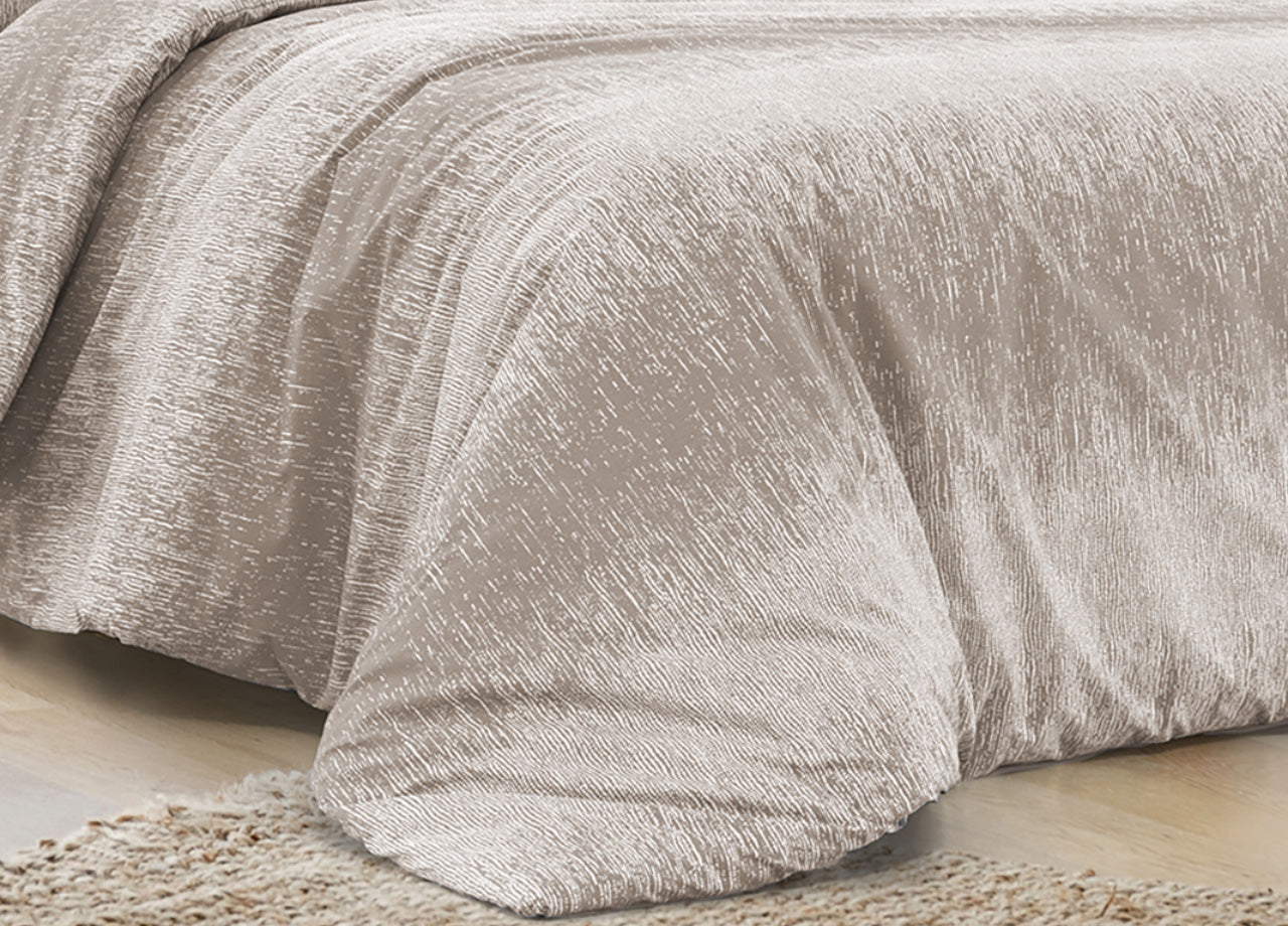 Completo Lenzuola Letto 100% Cotone Made In Italy Disegno Drops - Piazza e Mezza - Beige