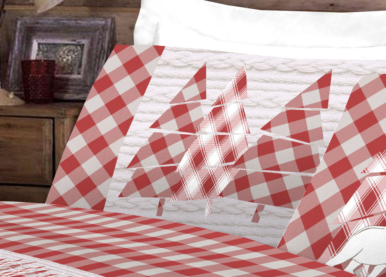 Completo Lenzuola Flanella Pensieri Delicati 100% Cotone Disegno Canada - Singolo - Rosso