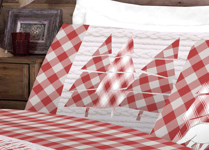 Completo Lenzuola Flanella Pensieri Delicati 100% Cotone Disegno Canada - Singolo - Rosso