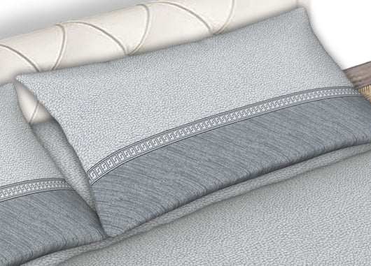 Completo Lenzuola Letto 100% Cotone Made Italy Disegno Borbon25 CN - Piazza e Mezza - Grigio