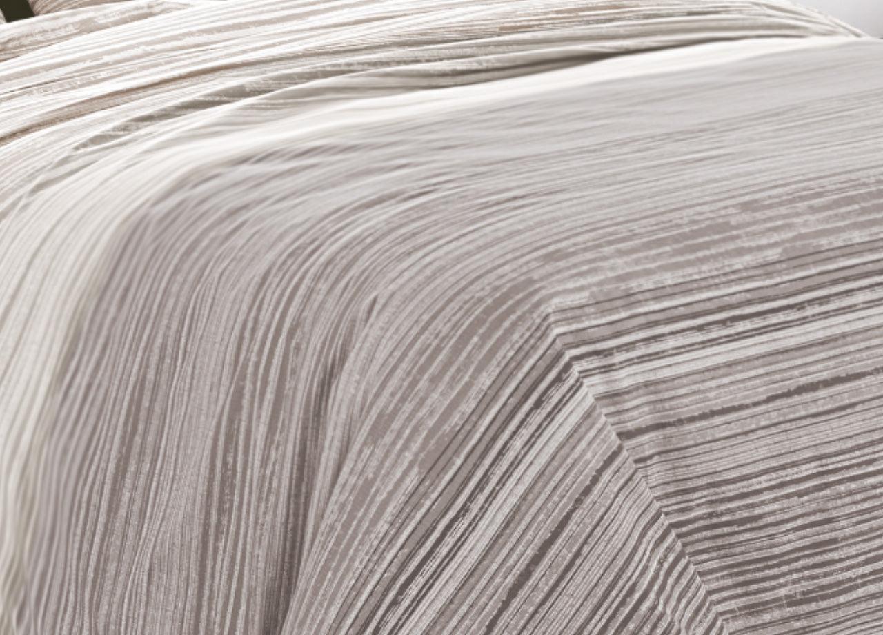 Completo Lenzuola Letto 100% Cotone Made In Italy Disegno Padel - Piazza e Mezza - Beige