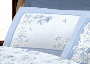 Completo Lenzuola Letto Calda Flanella 100% Cotone Disegno Praga - Matrimoniale - Azzurro