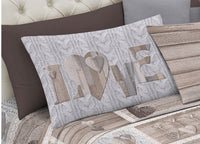 Completo Lenzuola Linea Pensieri Delicati 100% Cotone Disegno Shabby Love - Matrimoniale - Beige