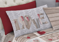 Completo Lenzuola Linea Pensieri Delicati 100% Cotone Disegno Shabby Love - Singolo - Rosso
