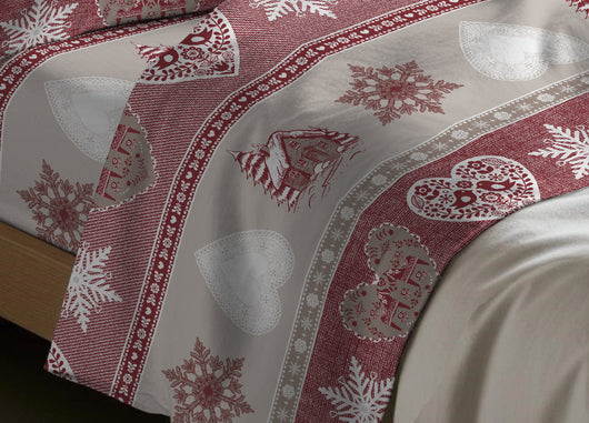 Completo Lenzuola Letto In 100% Cotone Made Italy Disegno Stelvio - Piazza E Mezza - Stelvio
