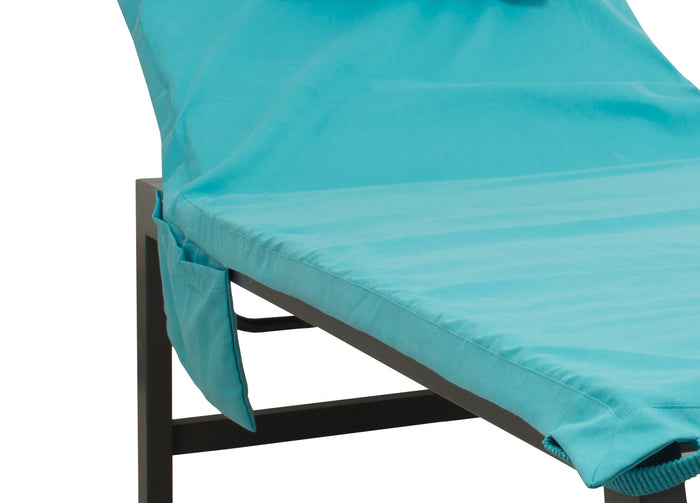 Lettino Mare Microfibra Lettino Con Cuscino E Tasche Modello Fluo - Lettino - Turchese