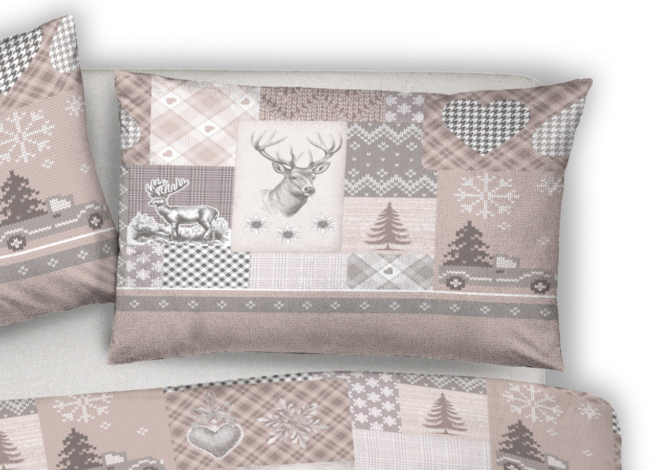 Copripiumino Sacco Piumone Pensieri Delicati Cotone Dis.Alpi - Matrimoniale - Beige