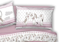 Copripiumino Sacco Piumone Pensieri Delicati Cotone Disegno Bau Bau - Matrimoniale - Rosa