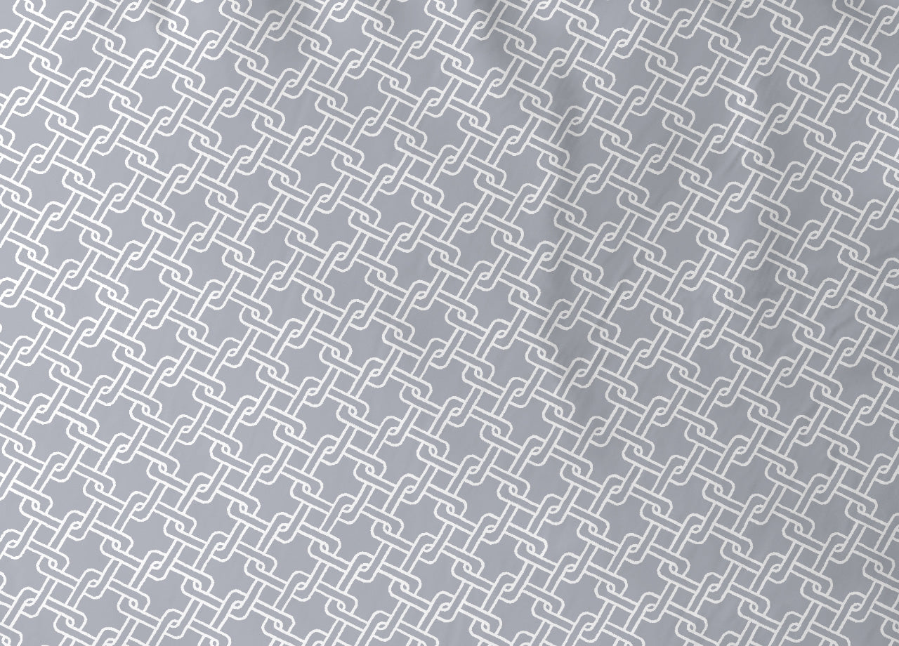 Completo Lenzuola Letto In 100% Cotone Made Italy Disegno Catena - Singolo - Grigio