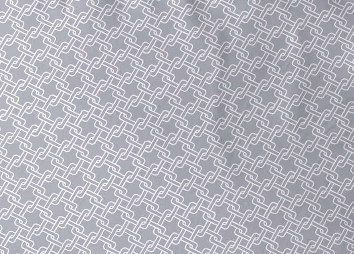 Completo Lenzuola Letto In 100% Cotone Made Italy Disegno Catena - Singolo - Grigio