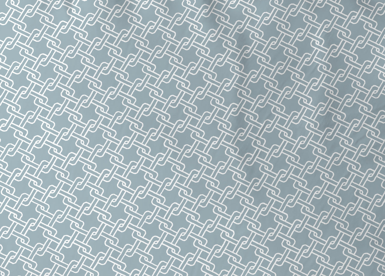 Completo Lenzuola Letto In 100% Cotone Made Italy Disegno Catena - Francese - Verde