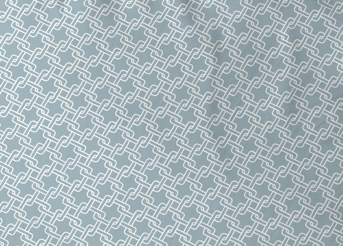 Completo Lenzuola Letto In 100% Cotone Made Italy Disegno Catena - Francese - Verde