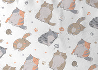 Completo Lenzuola Letto Morbida Flanella 100% Cotone Dis. Gatti - Francese - Gatti