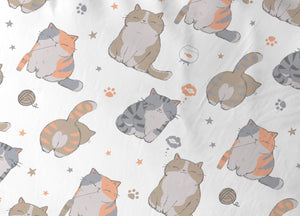 Completo Lenzuola Letto Morbida Flanella 100% Cotone Dis. Gatti - Maxi - Gatti