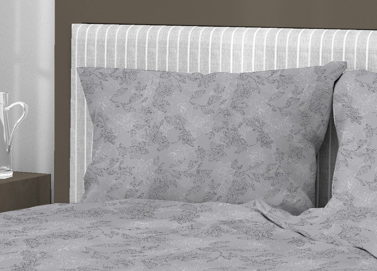 Sacco Copripiumino In 100% Cotone Made Italy Disegno Moderno Lily - Singolo - Grigio