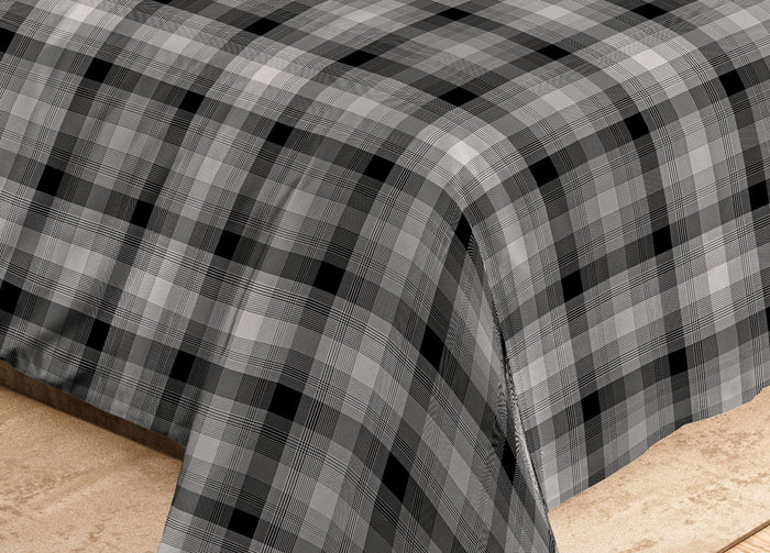 Sacco Copripiumino Microfibra Letto Matrimoniale Tirolese Scozzese Cardiff Grigio