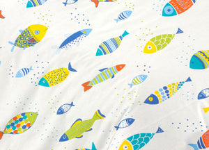 Completo Lenzuola Letto 100% Cotone Disegno Pesciolini Colorati RP Made In Italy Fantasia Marina Estiva - 2 Piazze - Pesciolini