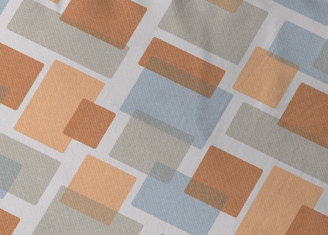 Completo Lenzuola Letto In 100% Cotone Made Italy Disegno Square GI - Piazza E Mezza - Arancio