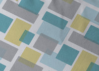 Completo Lenzuola Letto Morbida Flanella 100% Cotone Dis. Square - Matrimoniale - Azzurro