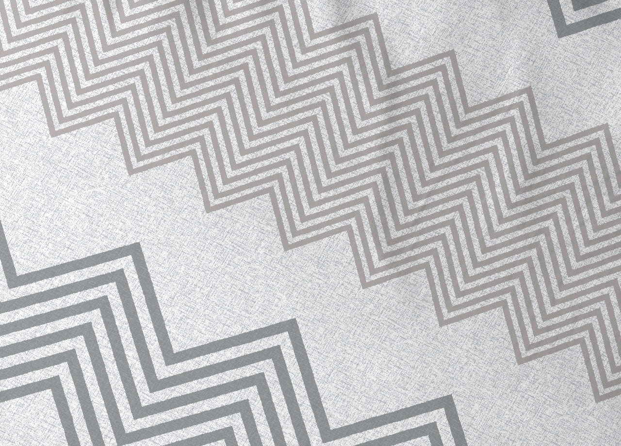 Completo Lenzuola Letto In 100% Cotone Made Italy Disegno Zig Zag - Singolo - Beige