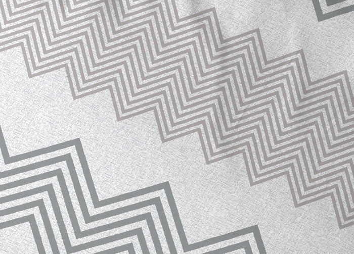 Completo Lenzuola Letto In 100% Cotone Made Italy Disegno Zig Zag - Singolo - Beige