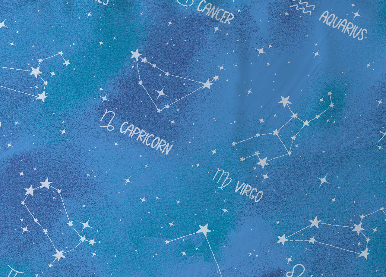 Completo Lenzuola Letto In 100% Cotone Made Italy Disegno Zodiaco 25GI - Maxi - Zodiaco 25GI