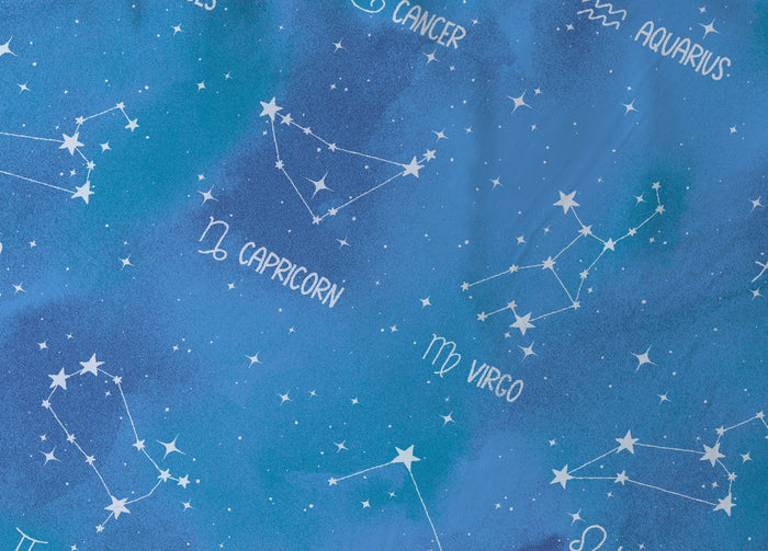 Completo Lenzuola Letto In 100% Cotone Made Italy Disegno Zodiaco 25GI - Maxi - Zodiaco 25GI