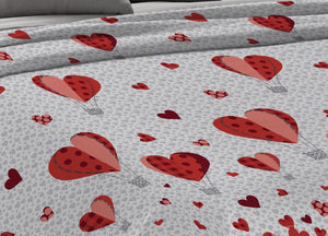 Copriletto Piquet Primavera Estate 100% Cotone Disegno Mongolfiera - Matrimoniale - Rosso