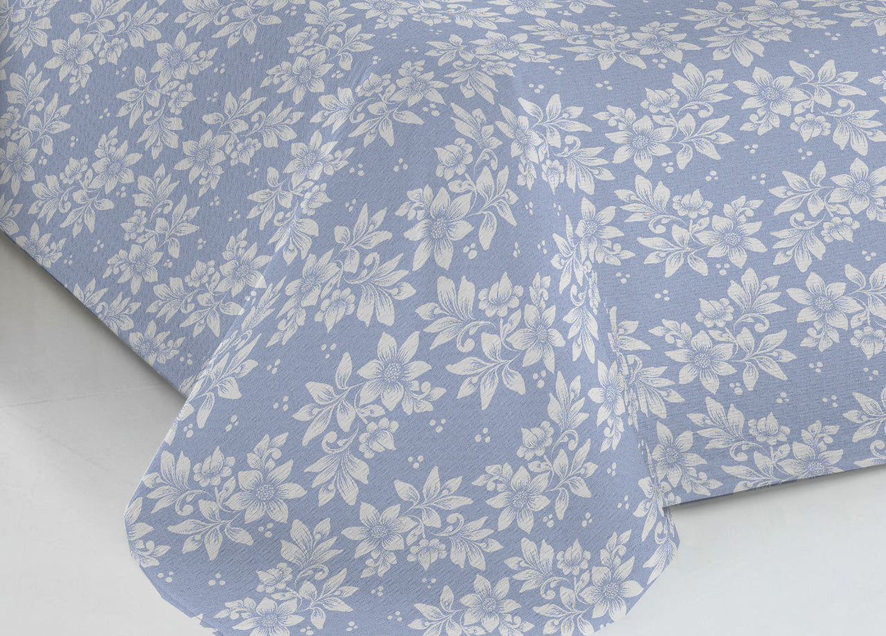 Copriletto Piquet Primavera Estate 100% Cotone Sofia Disegno Olivia - 1 Piazza e Mezza - Azzurro