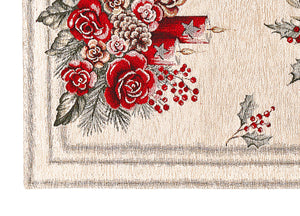 Tovaglia Centrino Runner Tavolo Fantasie Natalizie Centrotavola Cinigliato Made Italy - 40x130 - Bouquet Candela