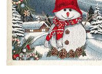 Tovaglia Centrino Runner Tavolo Fantasie Natalizie Centrotavola Cinigliato Made Italy - 40x130 - Pupazzo Di Neve