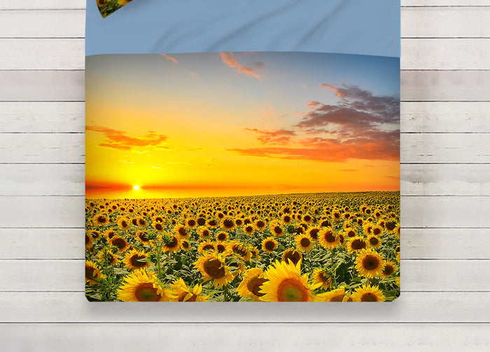 Lenzuola Copriletto Letto Sogni D'oro 100% Cotone Disegno Girasoli D73 - Matrimoniale - Girasoli D73